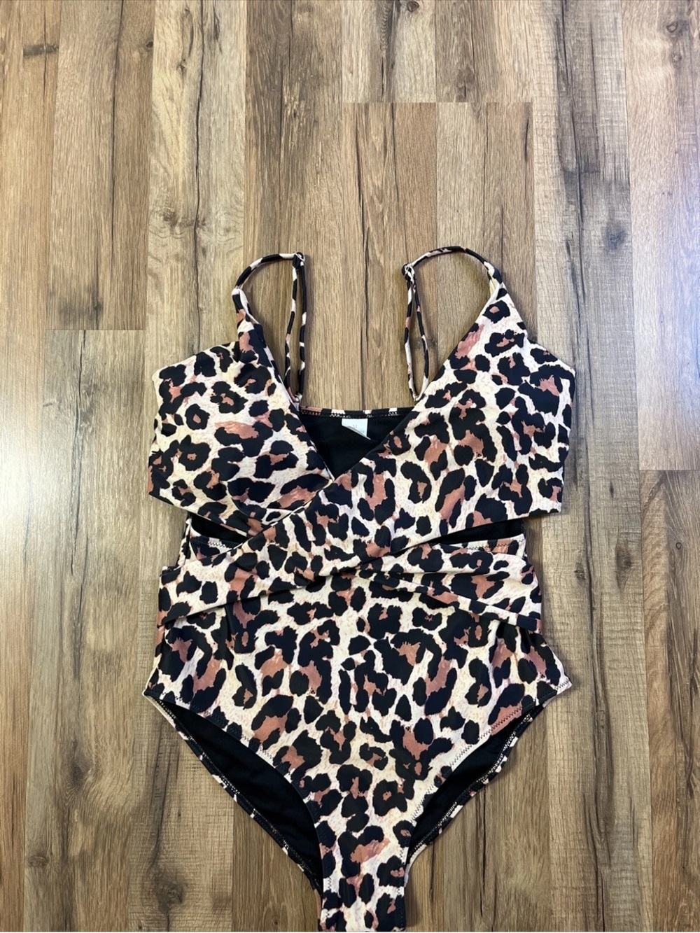 Leopard Print One-Piece Swimsuit - Brown/Black